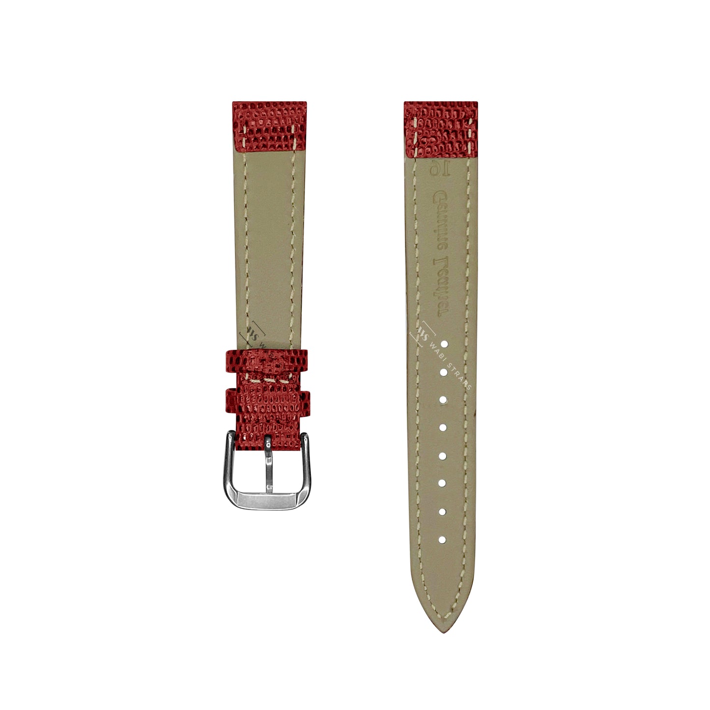 Red Lizard Grain Bonded Leather Strap