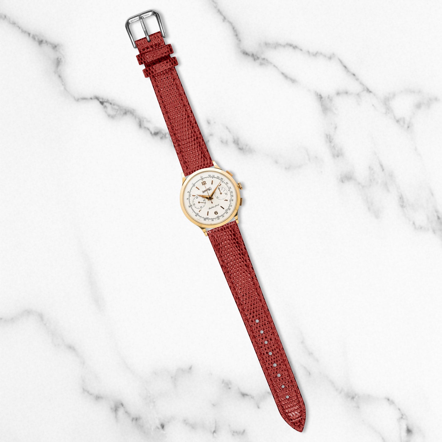 Red Lizard Grain Bonded Leather Strap