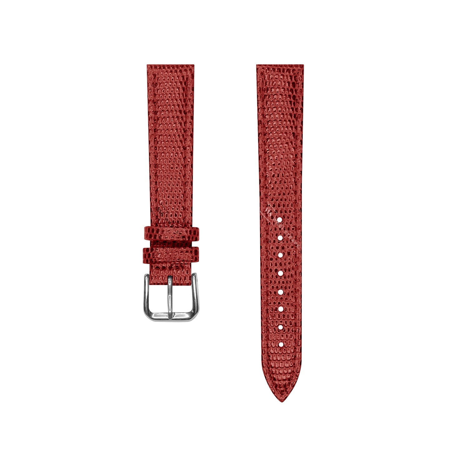 Red Lizard Grain Bonded Leather Strap