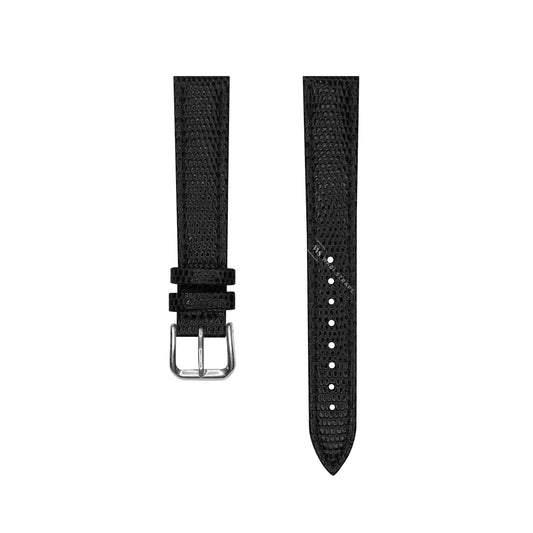 Black Lizard Grain Bonded Leather Strap