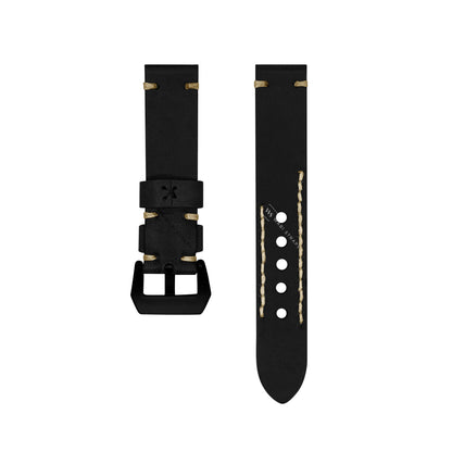 Black Maori Style Embossed Leather Strap