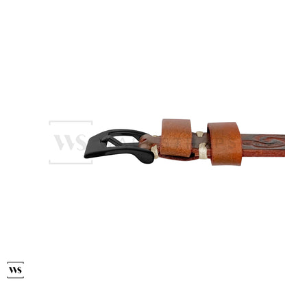 Orange Maori Style Embossed Leather Strap