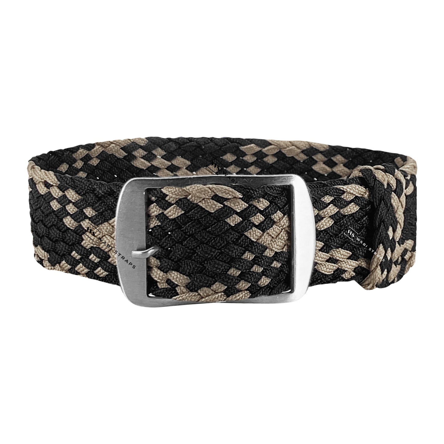 Black & Beige Braided Perlon Strap