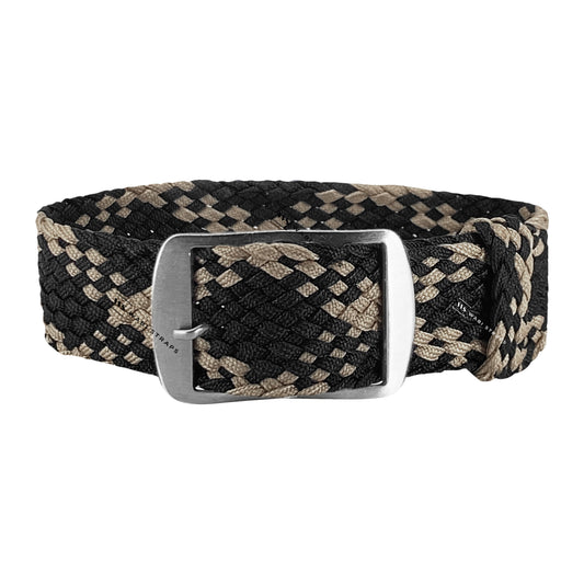 Black & Beige Braided Perlon Strap