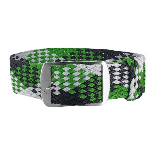 Green, Black & White Braided Perlon Strap