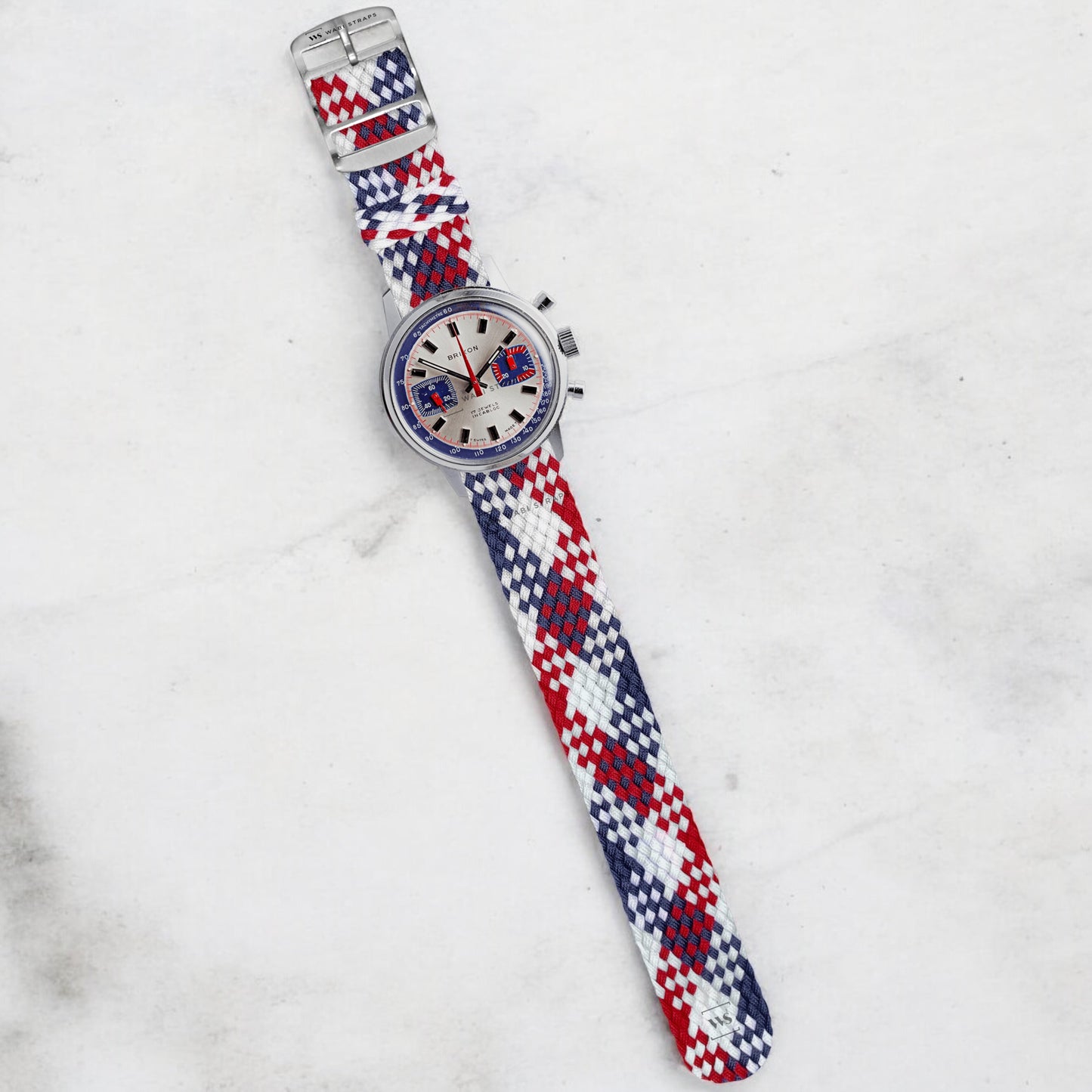 White, Red & Blue Braided Perlon Strap