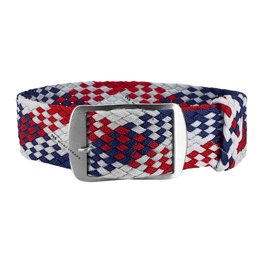 White, Red & Blue Braided Perlon Strap