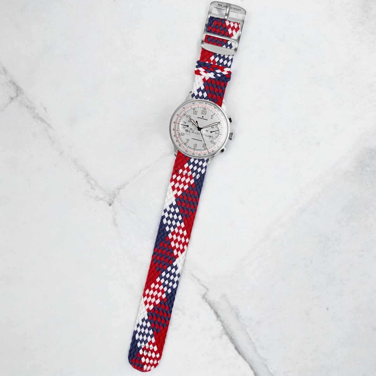 Red, Blue & White Braided Perlon Strap