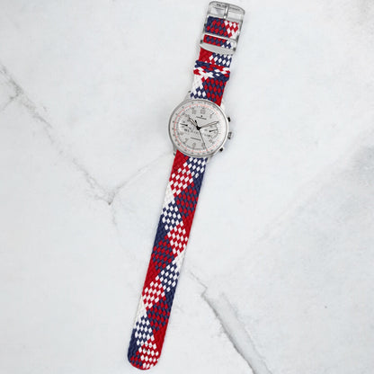 Red, Blue & White Braided Perlon Strap