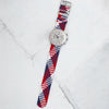 Red, Blue & White Braided Perlon Strap