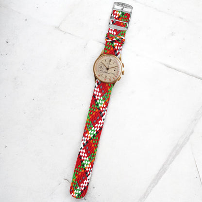 Red, Green & White Braided Perlon Strap