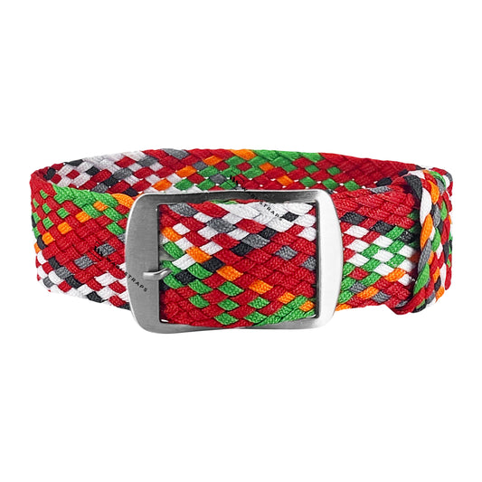 Red, Green & White Braided Perlon Strap