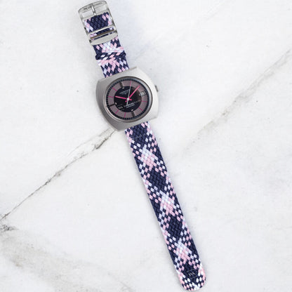 Pink, Blue & White Braided Perlon Strap