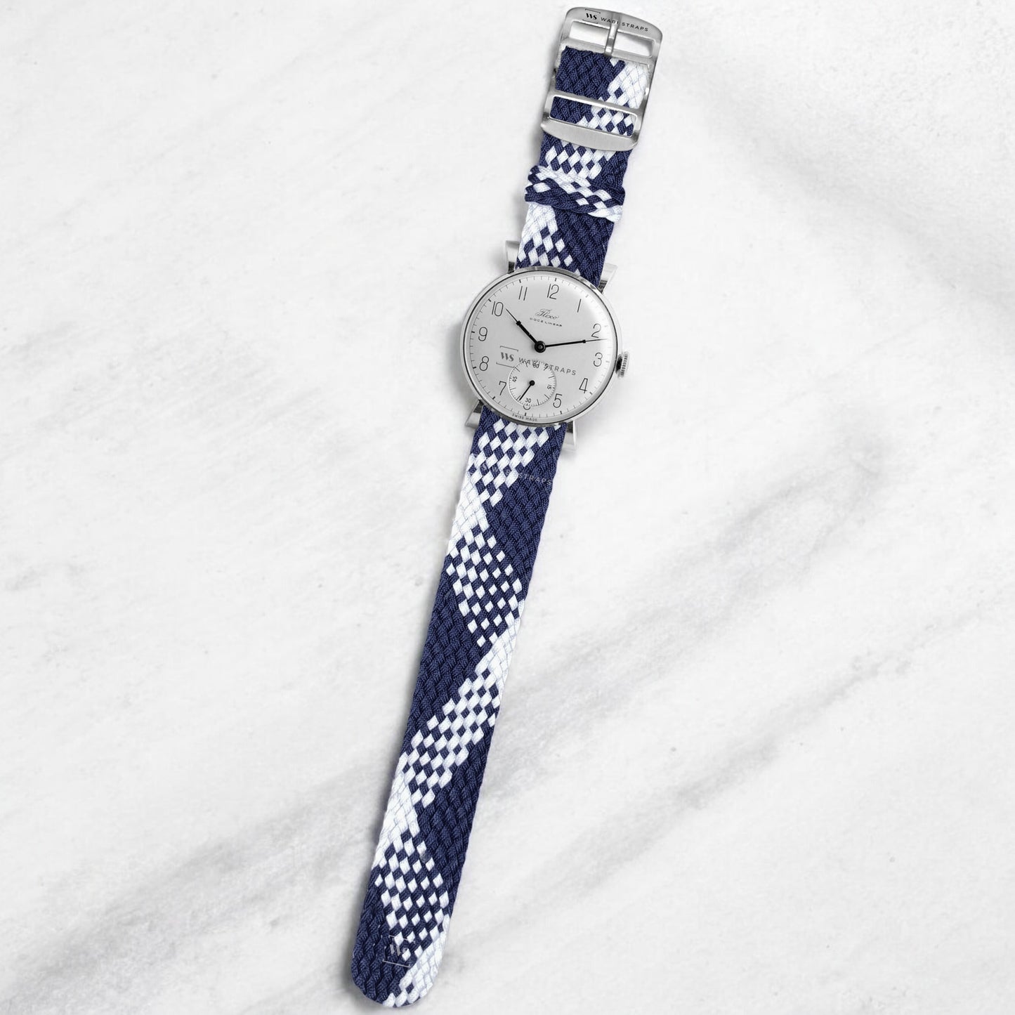 Blue & White Braided Perlon Strap