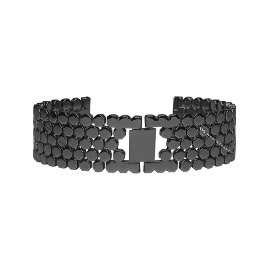 Black Octagon Honeycomb Link Metal Bracelet