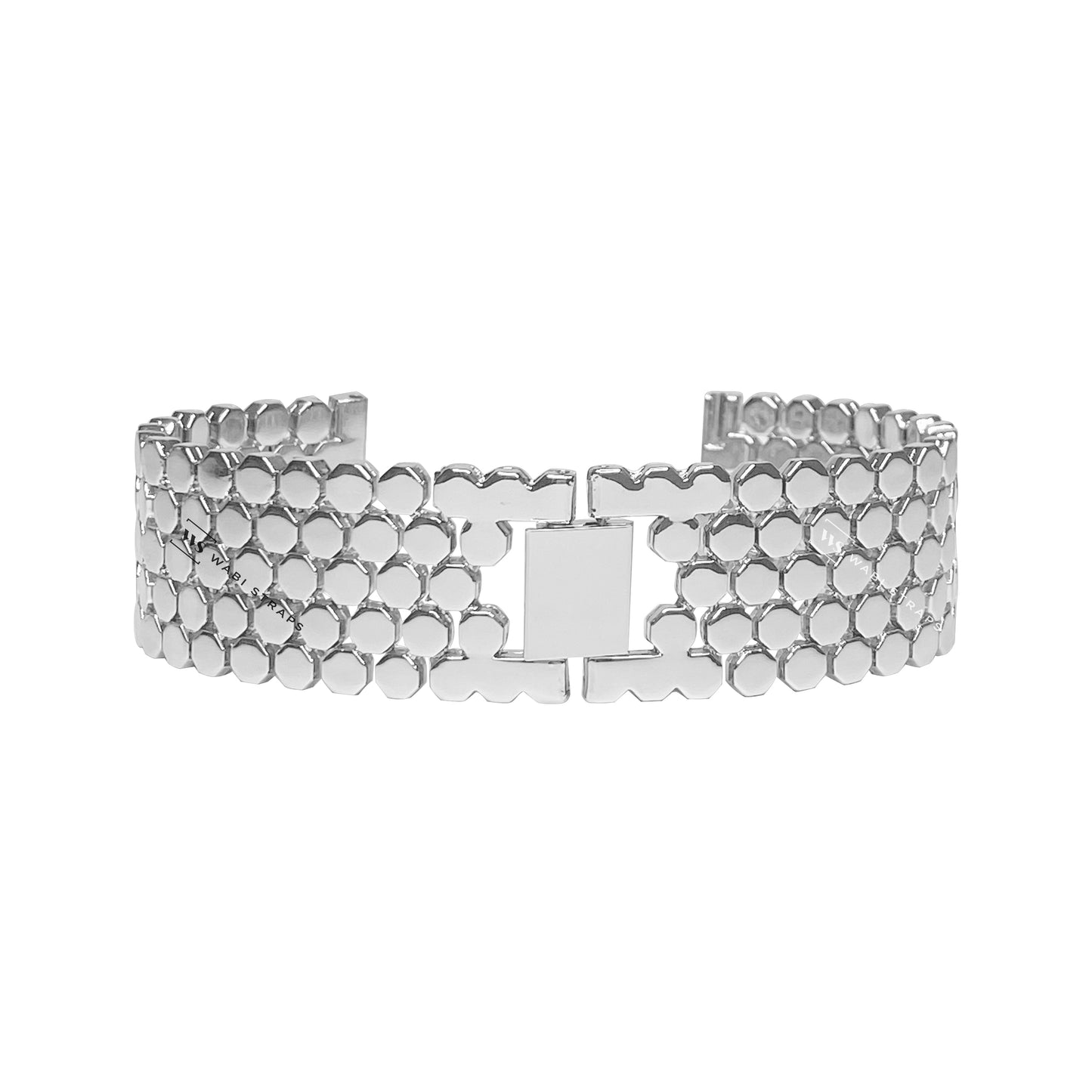 Silver Octagon Honeycomb Link Metal Bracelet