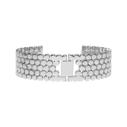 Silver Octagon Honeycomb Link Metal Bracelet