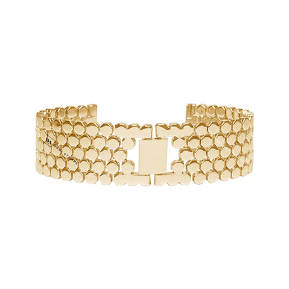 Gold Octagon Honeycomb Link Metal Bracelet