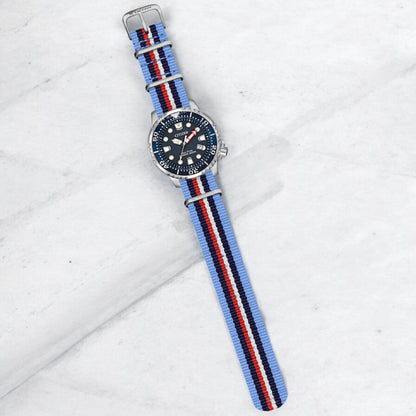 Sky Blue, Navy & Red/White Original British Military Watch Strap