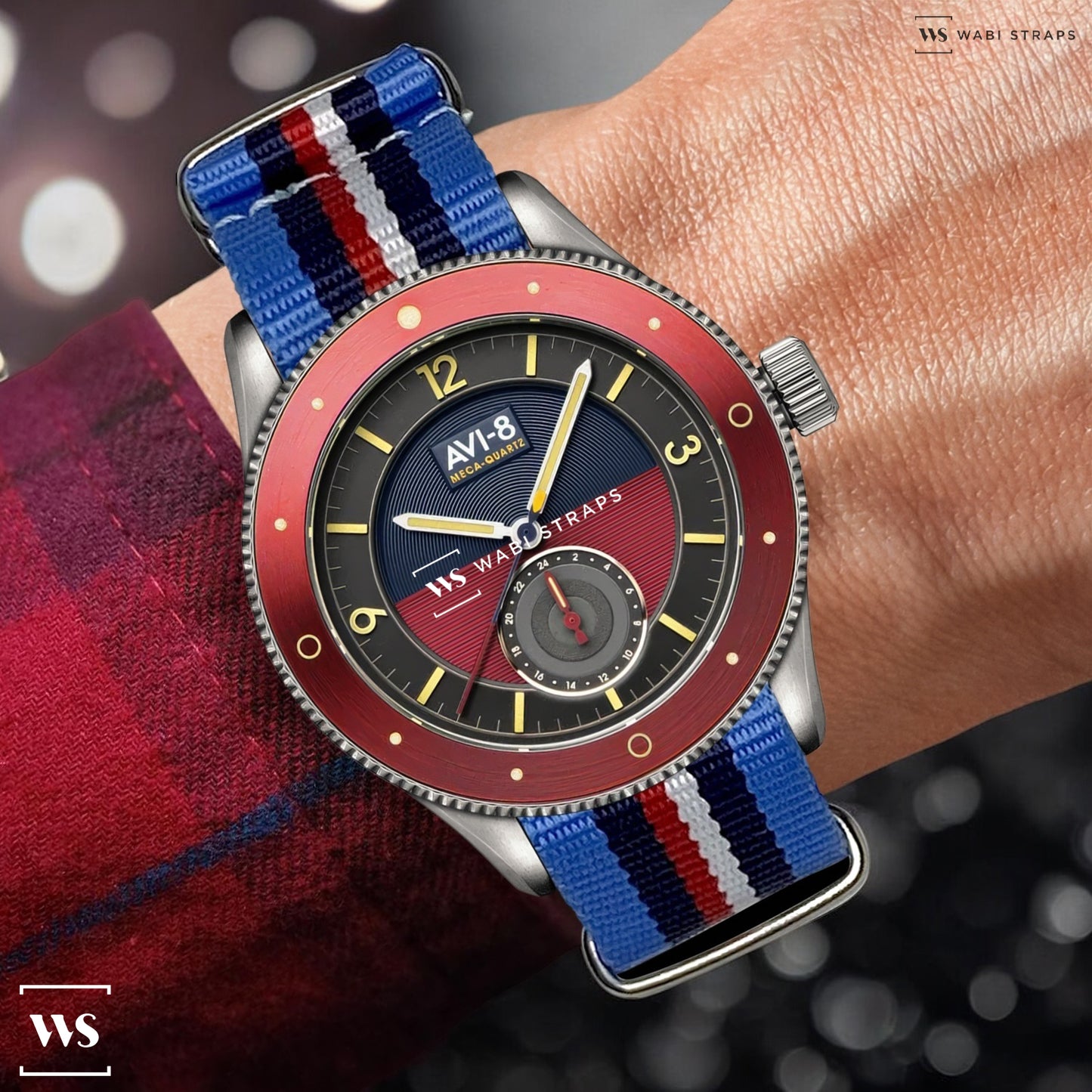 Sky Blue, Navy & Red/White Original British Military Watch Strap