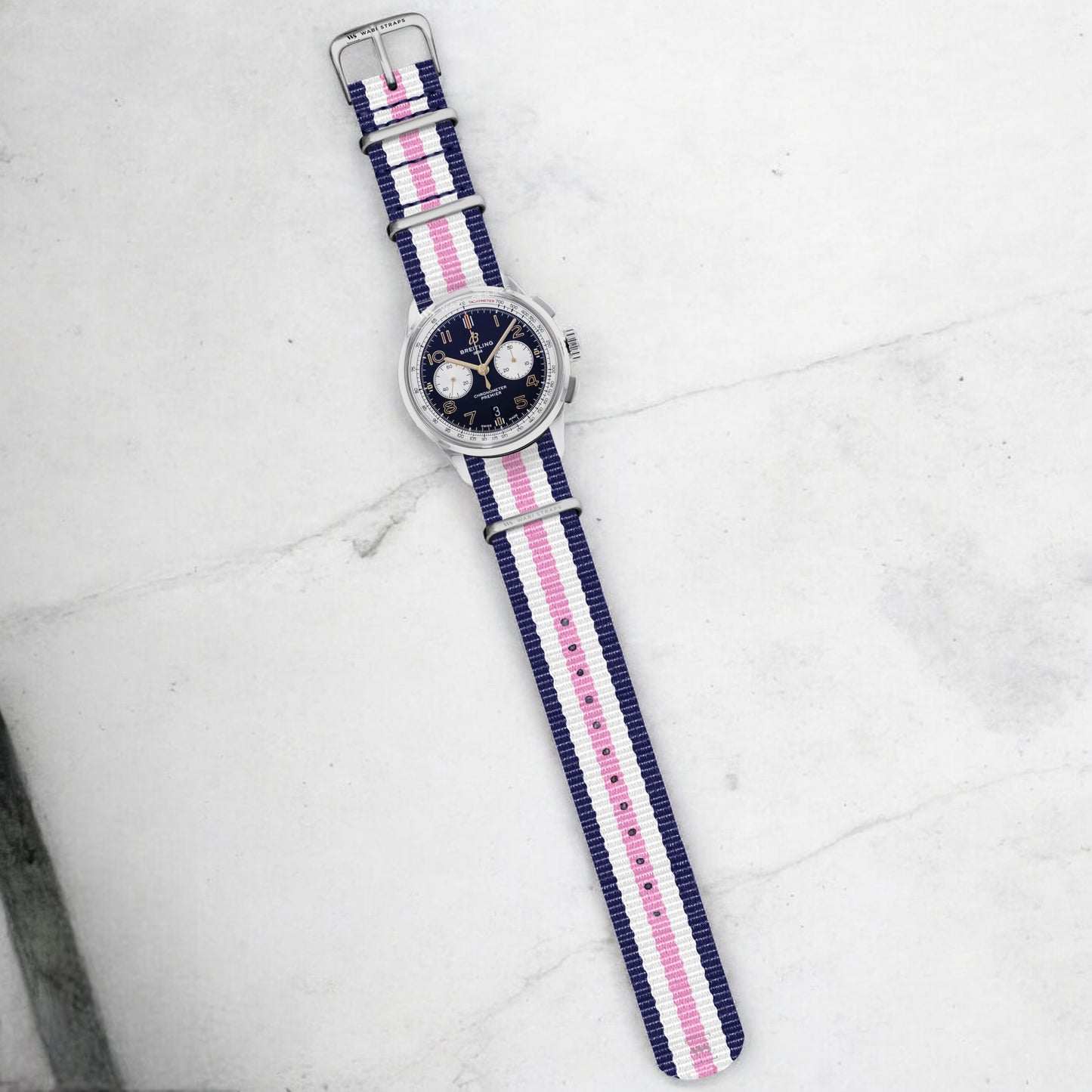 Navy Blue, White & Pink Original British Military Watch Strap