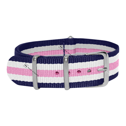 Navy Blue, White & Pink Original British Military Watch Strap