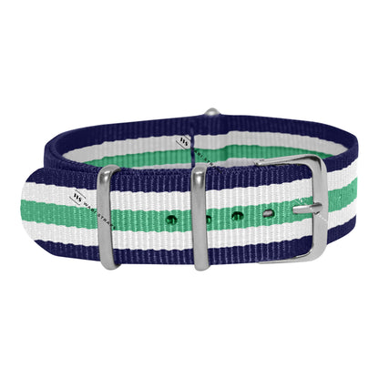 Navy Blue, White & Green Original British Military Watch Strap