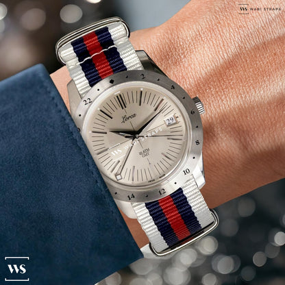 White, Navy & Red Original British Military Watch Strap