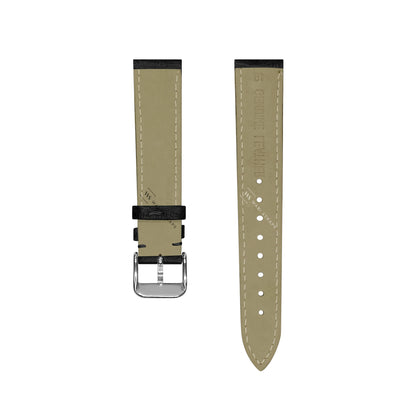 Black Ostrich Grain Padded Leather Strap