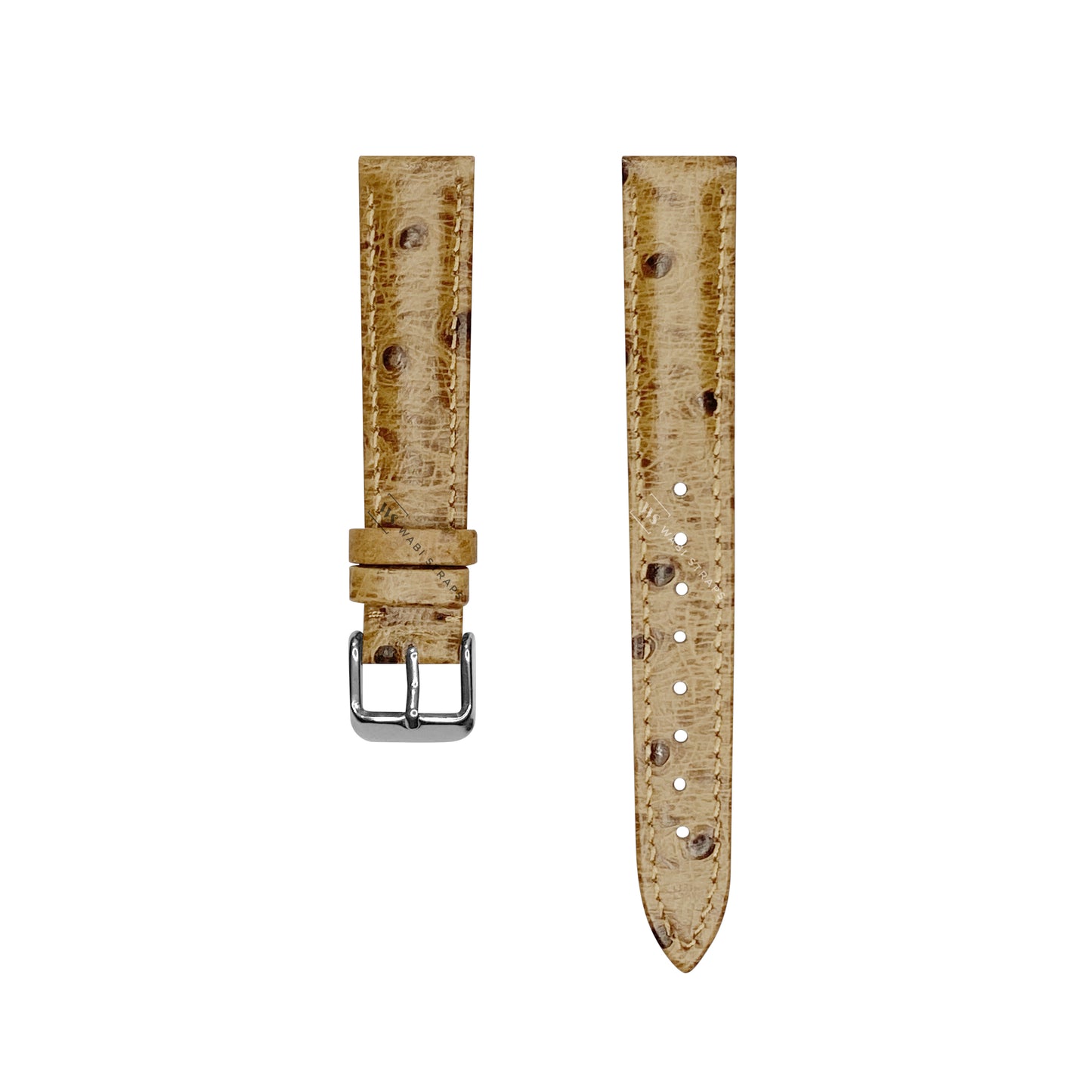 Beige Ostrich Grain Padded Leather Strap