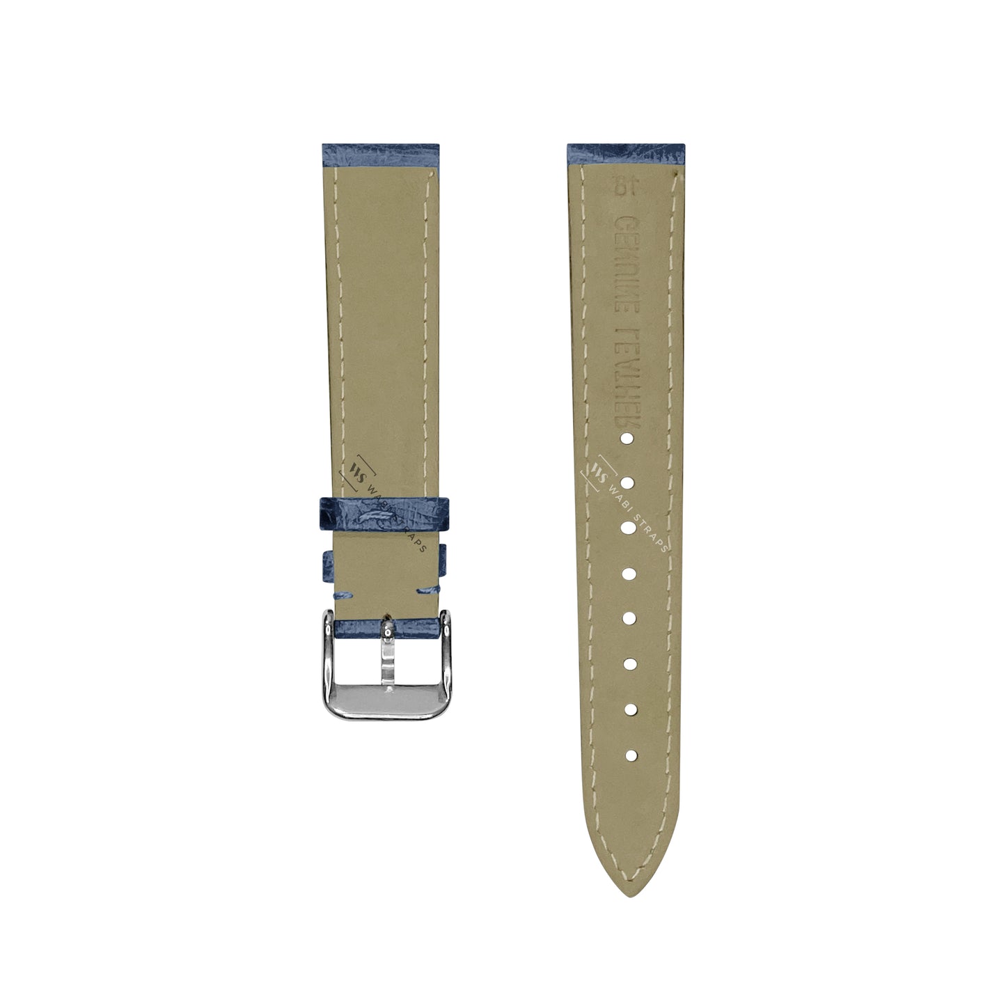 Light Blue Ostrich Grain Padded Leather Strap