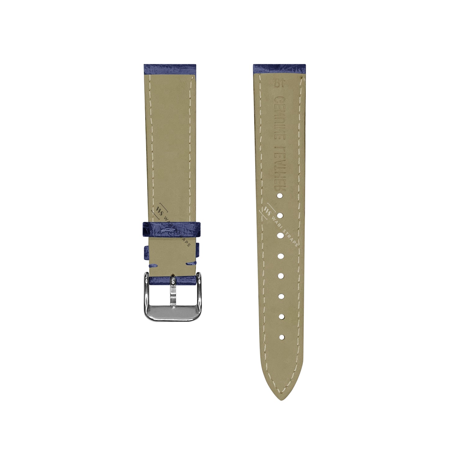 Navy Ostrich Grain Padded Leather Strap