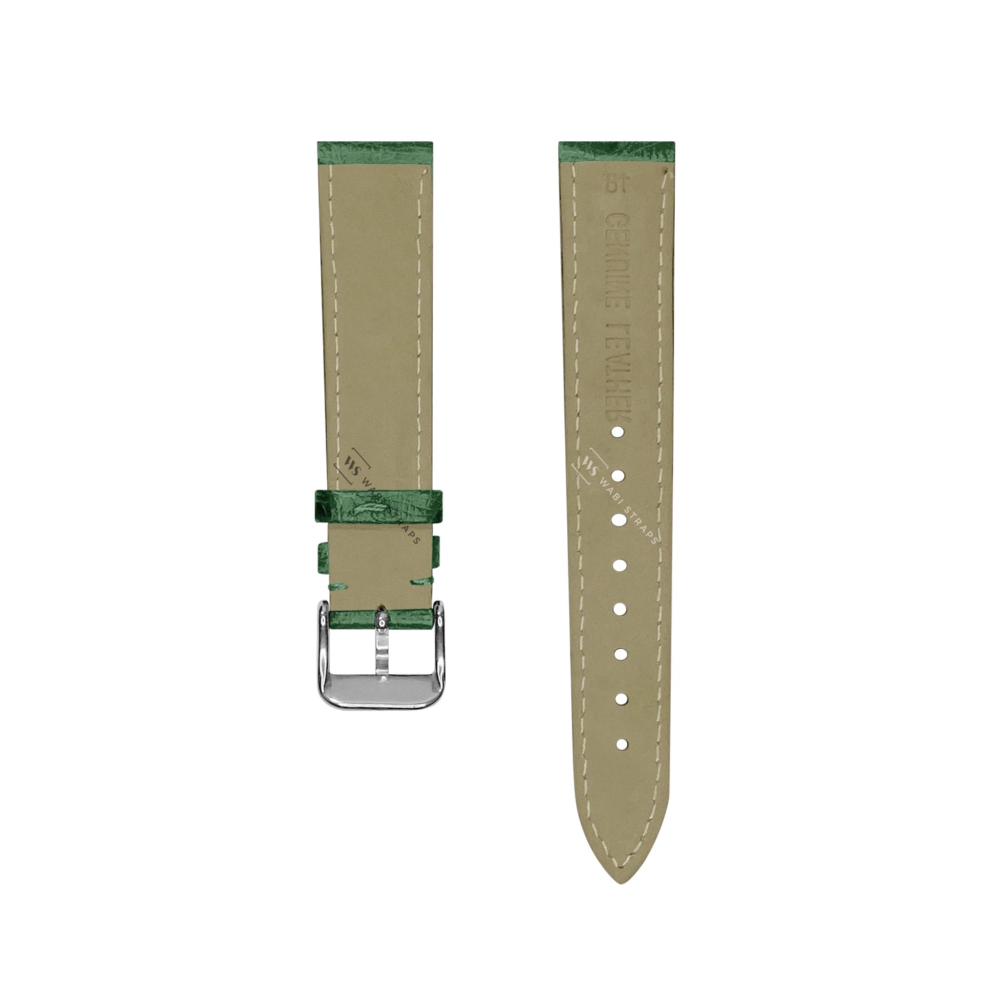 Green Ostrich Grain Padded Leather Strap