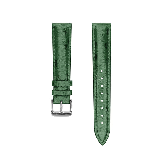 Green Ostrich Grain Padded Leather Strap