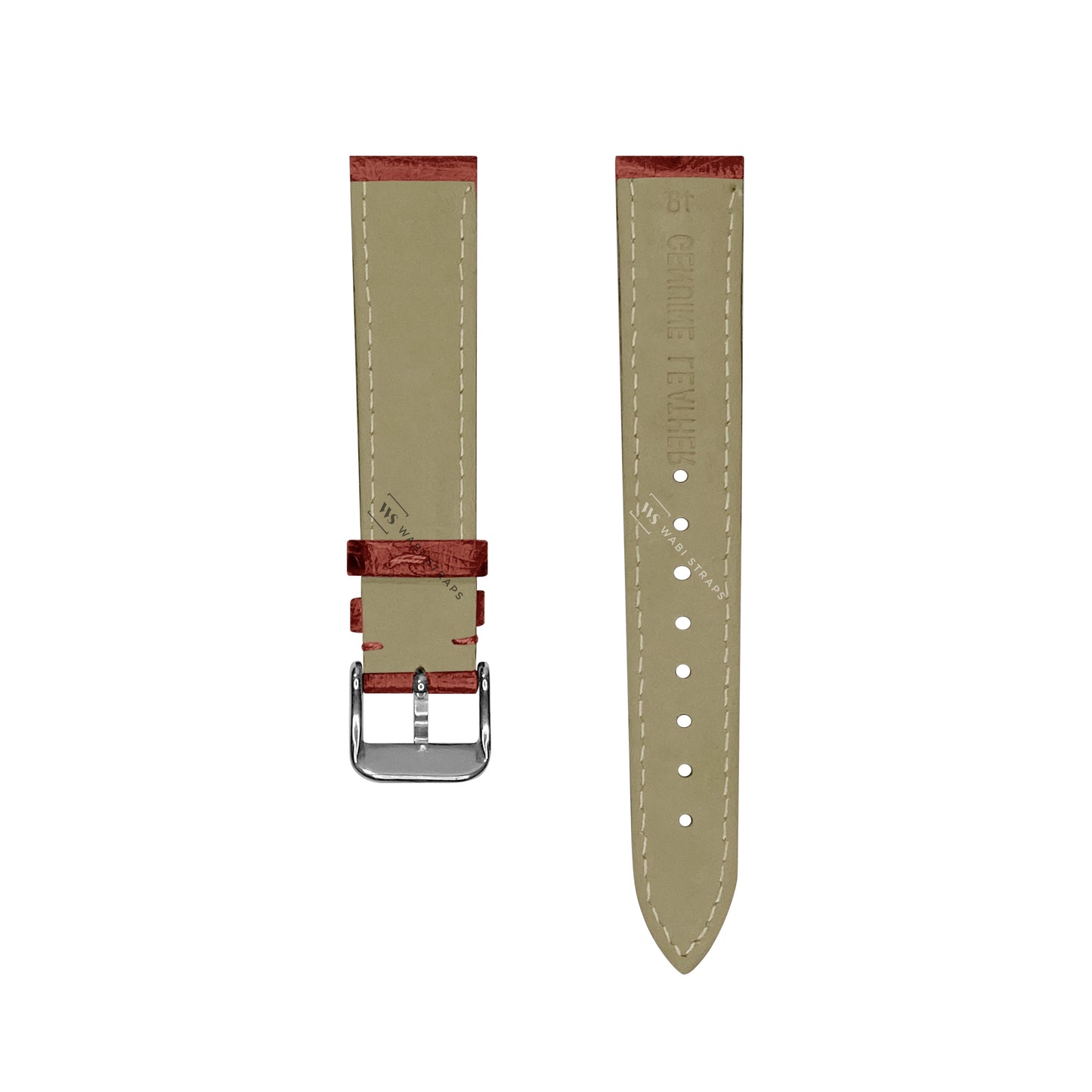 Red Ostrich Grain Padded Leather Strap