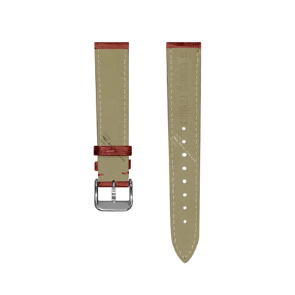 Red Ostrich Grain Padded Leather Strap