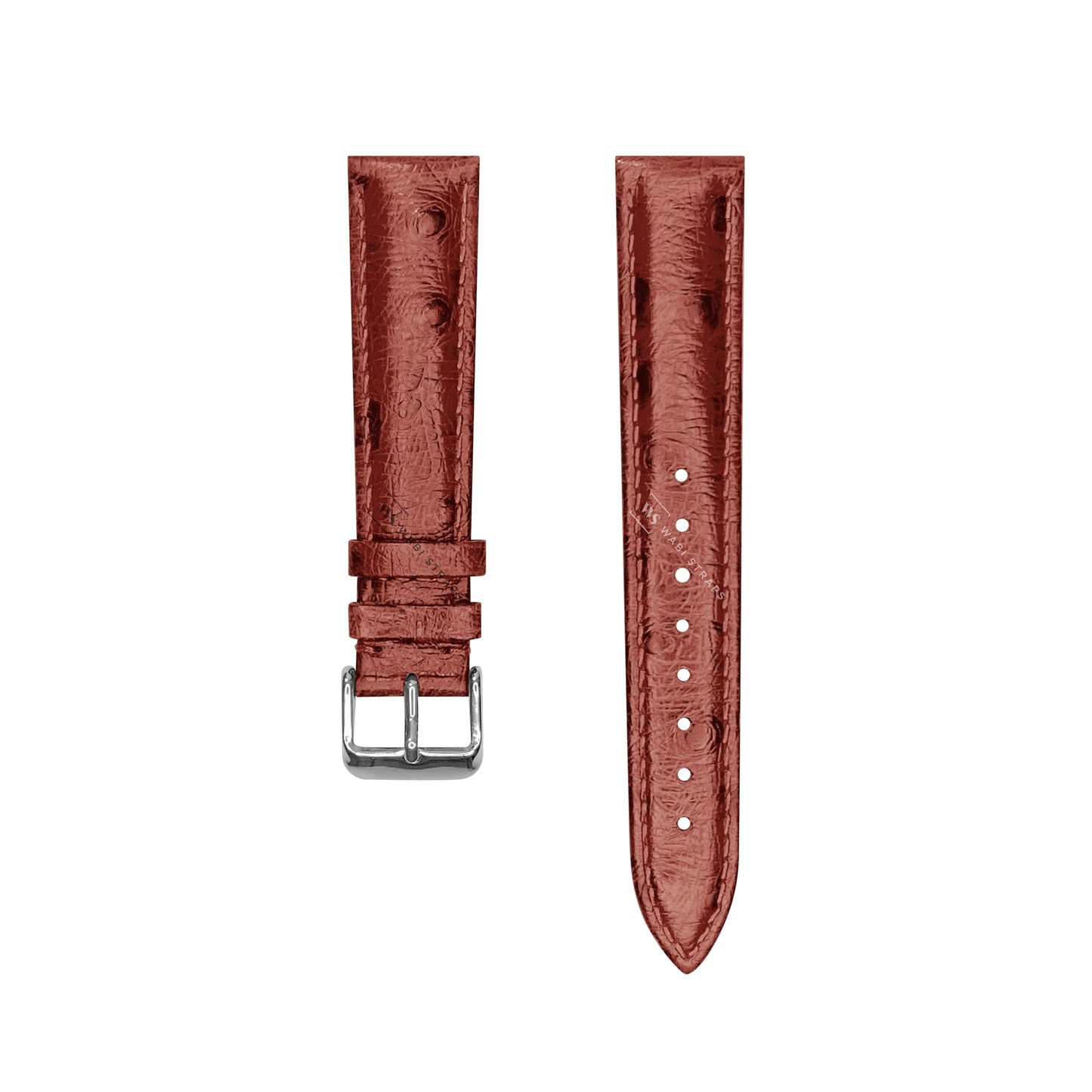 Red Ostrich Grain Padded Leather Strap