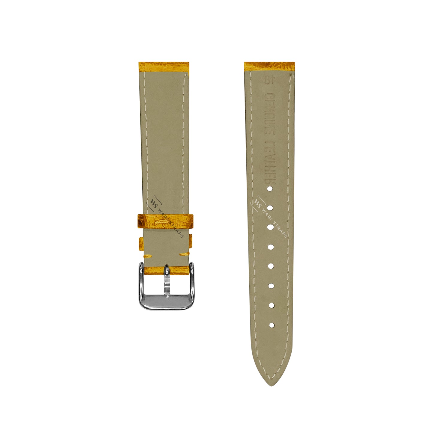 Yellow Ostrich Grain Padded Leather Strap