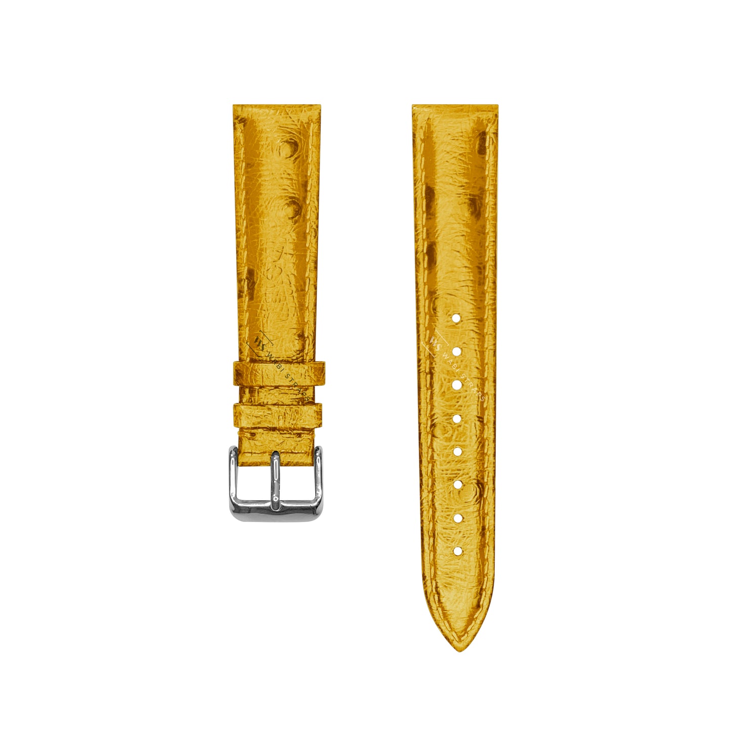 Yellow Ostrich Grain Padded Leather Strap