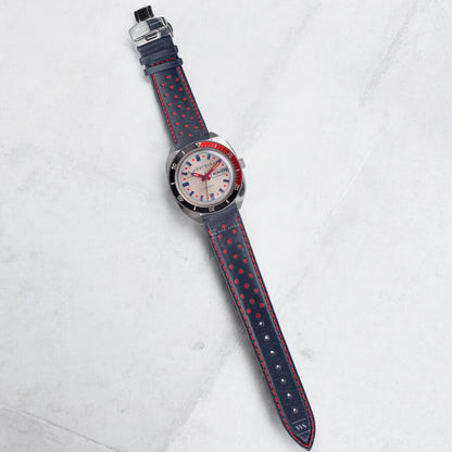 Red Perforated Rally Watch Strap