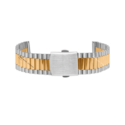 Two Tone President Rounded Link Metal Bracelet