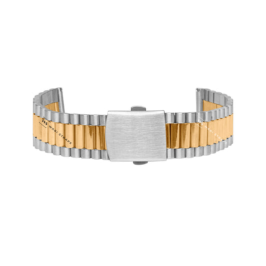 Two Tone President Rounded Link Metal Bracelet