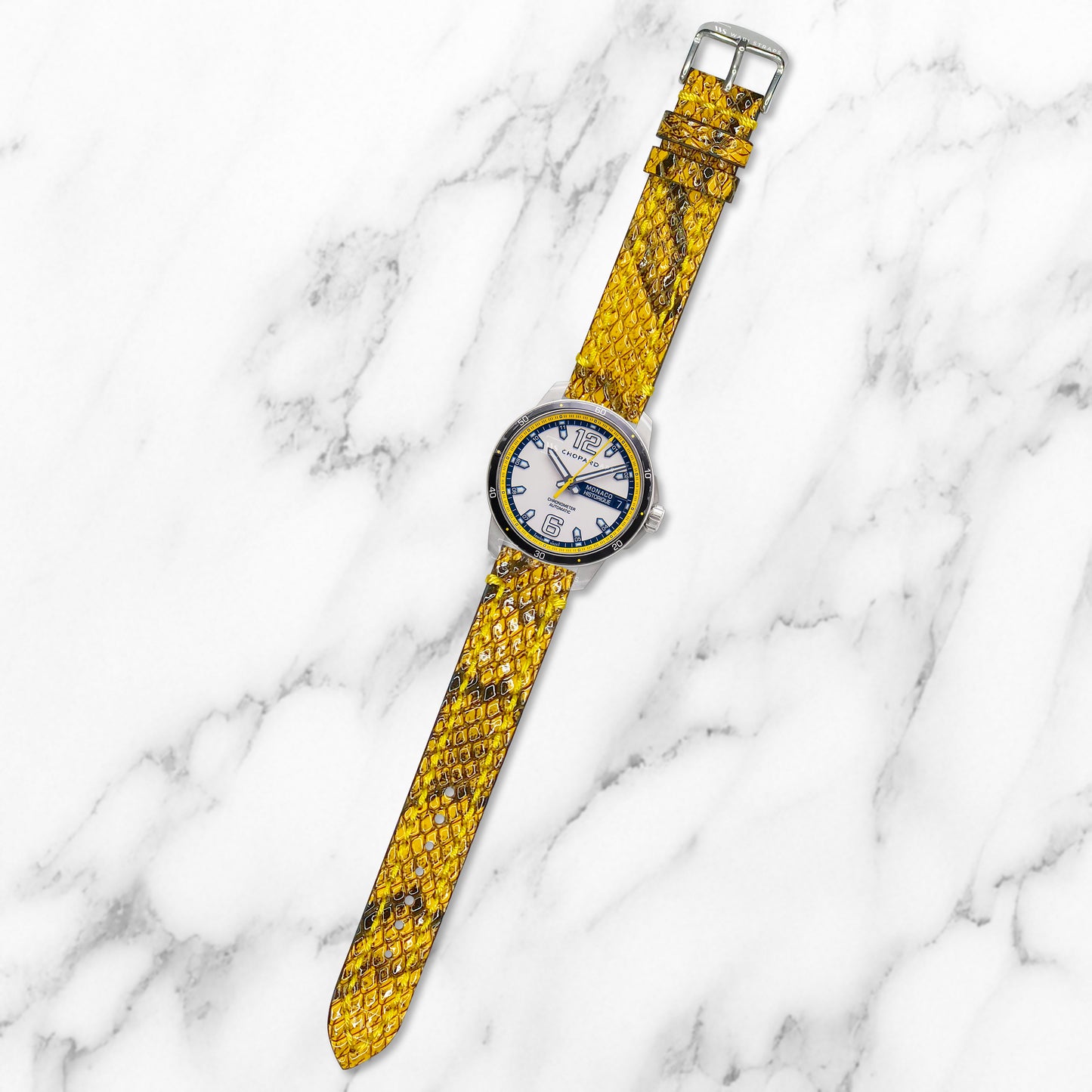 Yellow Python Grain Embossed Leather Strap