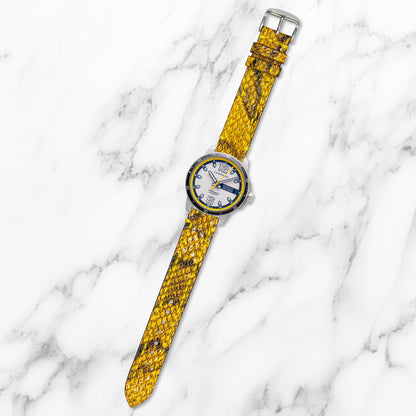 Yellow Python Grain Embossed Leather Strap