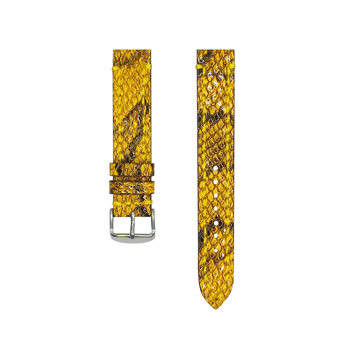 Yellow Python Grain Embossed Leather Strap