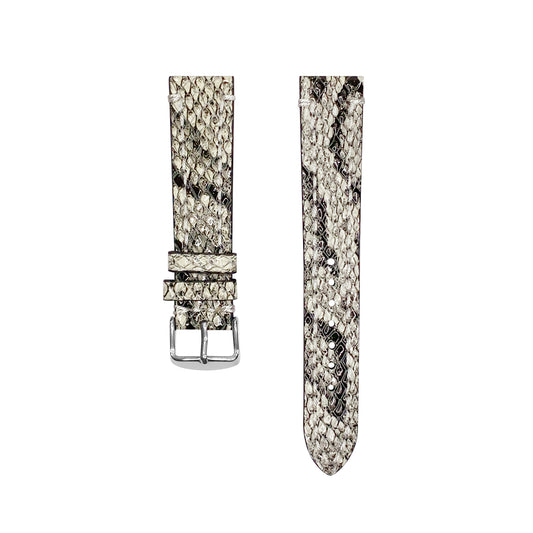 White Python Grain Embossed Leather Strap