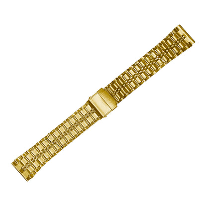 Gold Folded Flatlink Railroad Metal Bracelet