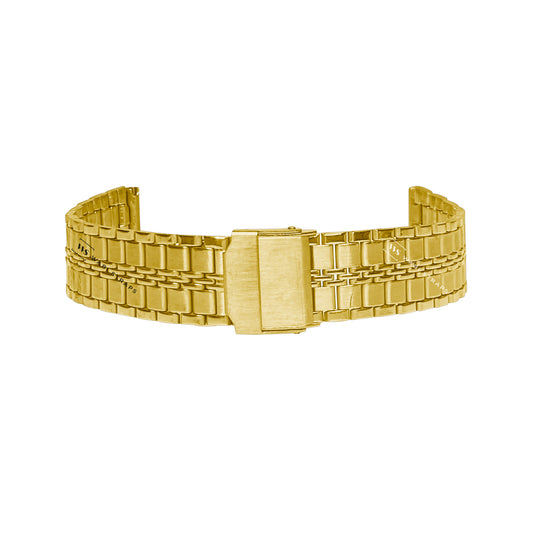 Gold Folded Flatlink Railroad Metal Bracelet