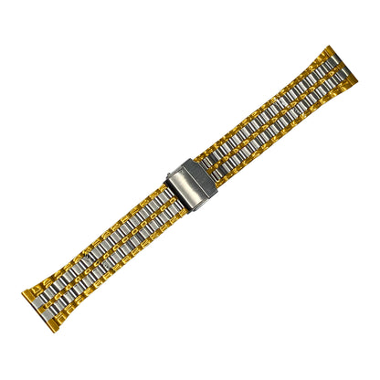 Yellow Gold & Silver Folded Flatlink Railroad Metal Bracelet