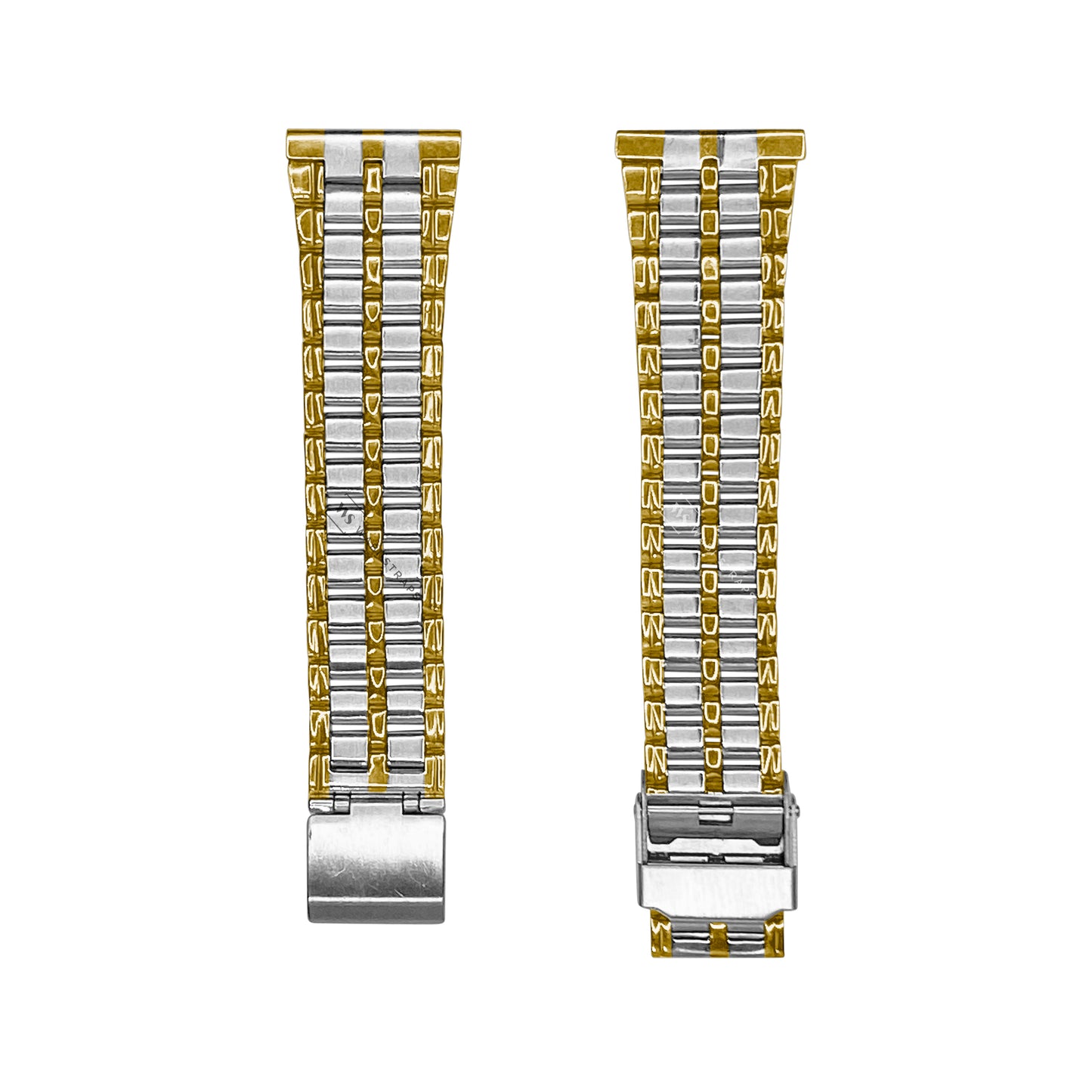 Yellow Gold & Silver Folded Flatlink Railroad Metal Bracelet